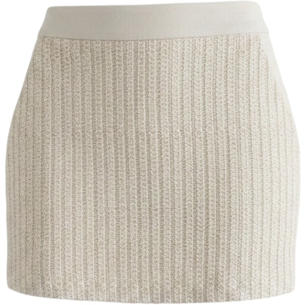 Avec Les Filles Cream Ribbed Knit Skort